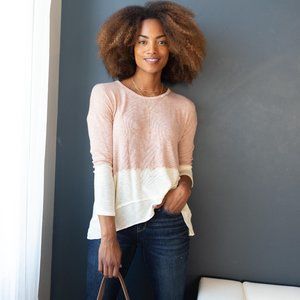 New! Delightfully Dipped Sweater in rose and cream!